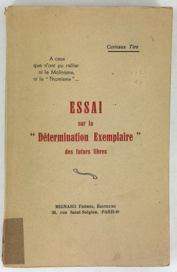 Abbildung von "Essai sur la " Détermination Exemplaire " des futurs libres."