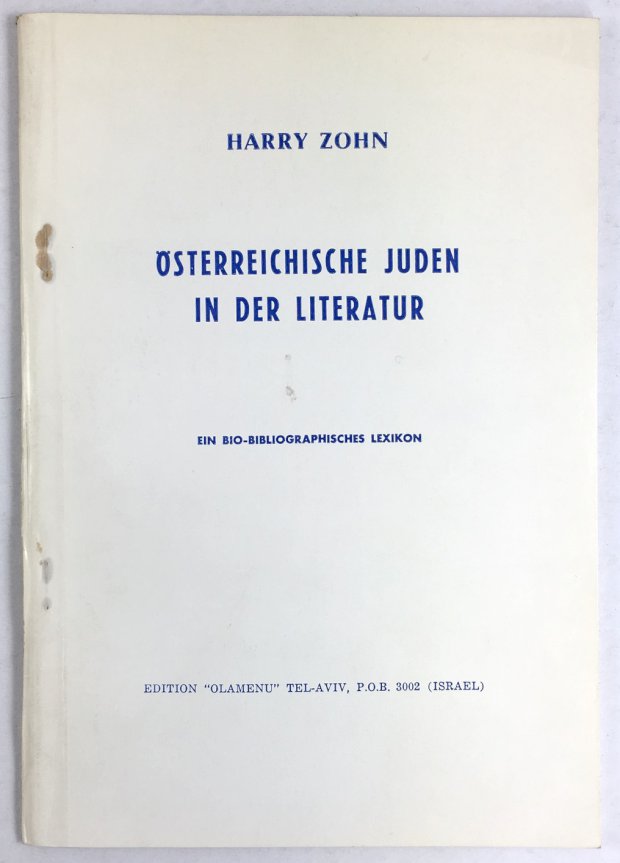 Abbildung von "Österreichische Juden in der Literatur. Ein bio-bibliographisches Lexikon."