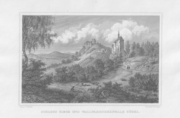 Abbildung von "Schloss Giech und Wallfahrtskapelle Gügel. Original-Stahlstich."