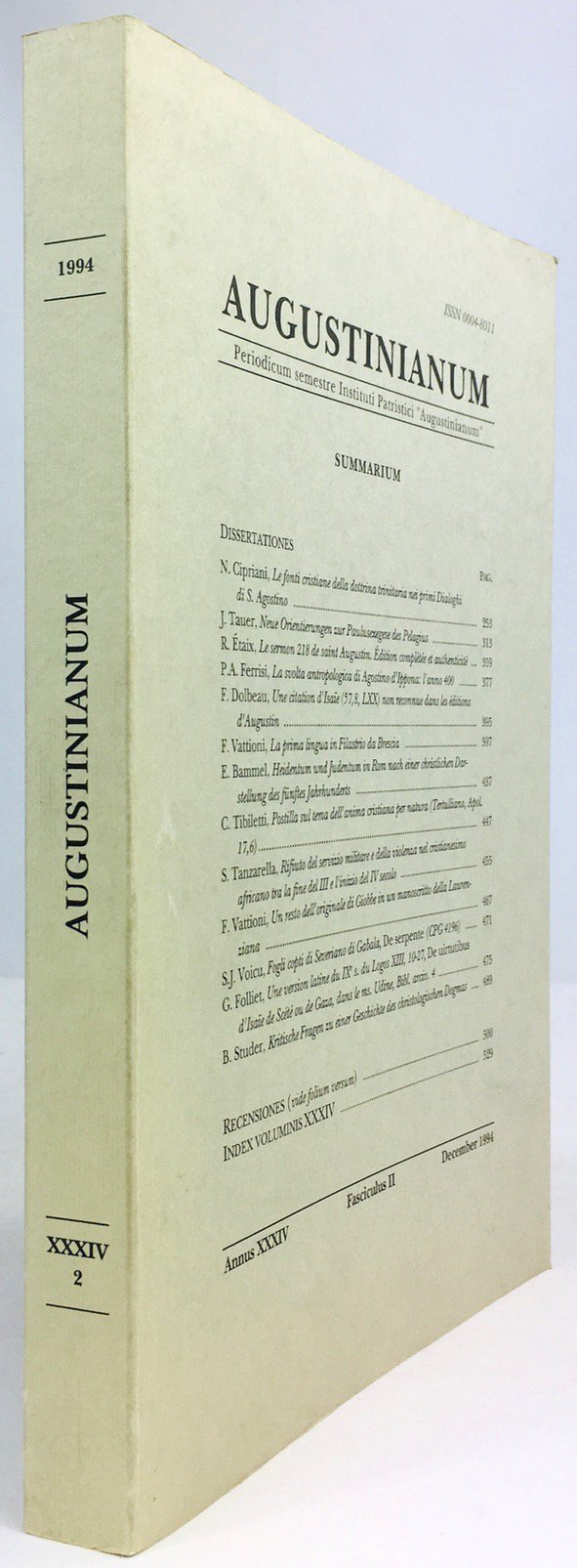 Abbildung von "Augustinianum. Periodicum semestre Instituti Patrisci "Augustinianum". Annus XXXIV., Fasciculus II..."