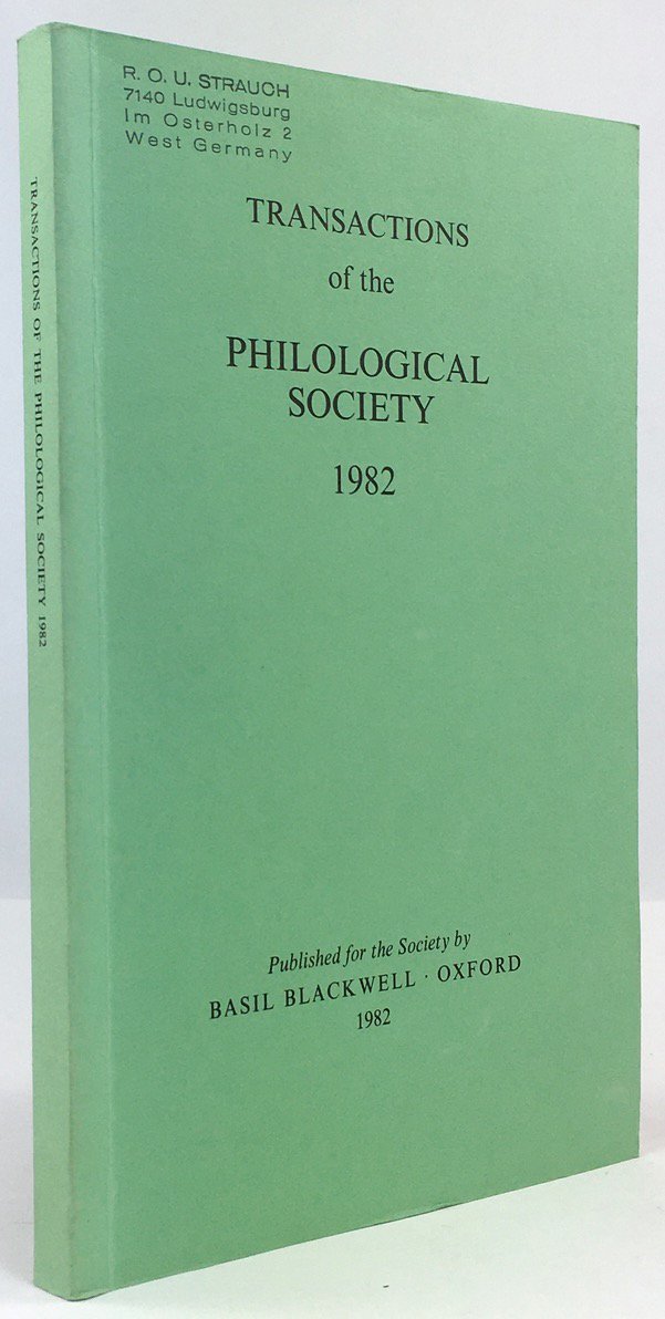 Abbildung von "Transactions of the Philological Society 1982."