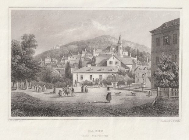 Abbildung von "Baden gegen Norwesten. (Baden-Baden : Stadtansicht). "