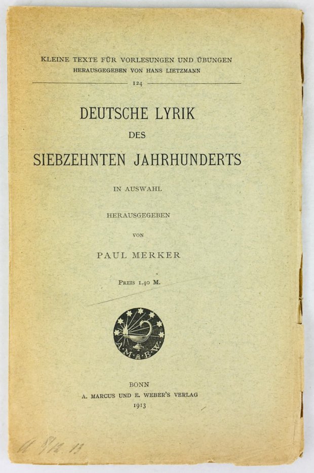 Abbildung von "Deutsche Lyrik des siebzehnten Jahrhunderts in Auswahl. "