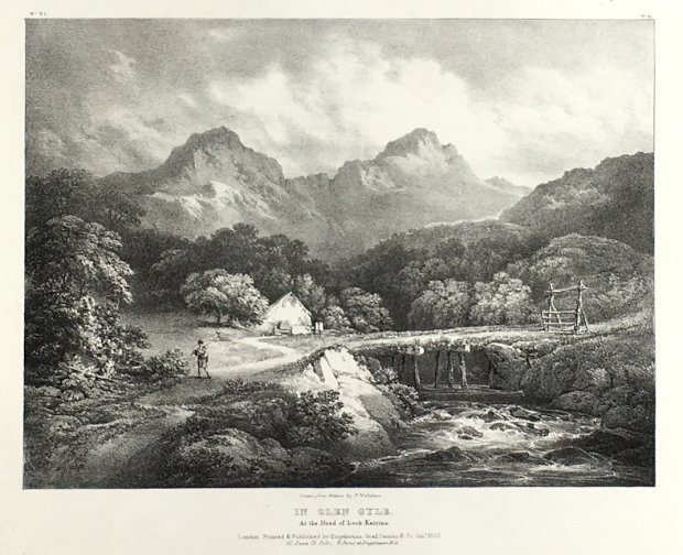 Abbildung von "In Glen Gyle. At the Head of Loch Katrine. 'Drawn from Nature by F. Nicholson'..."