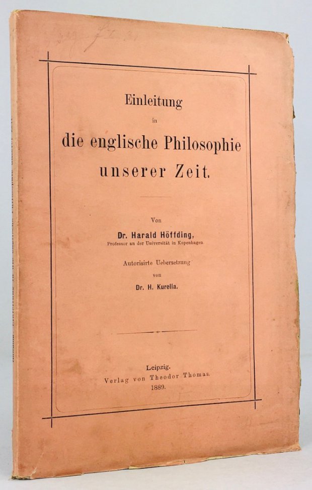 Abbildung von "Einleitung in die englische Philosophie unserer Zeit. Autorisirte Uebersetzung von H. Kurella."