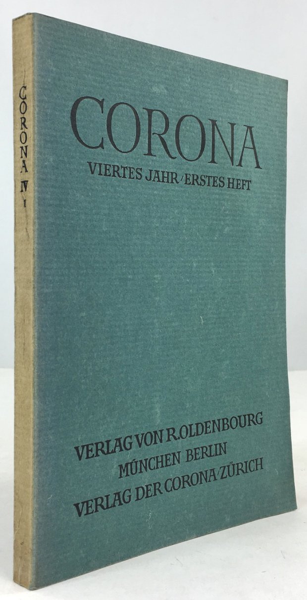 Abbildung von "Corona. Viertes Jahr. Erstes Heft. Oktober 1933. (Enth. Beitr. von Emil Strauss,..."