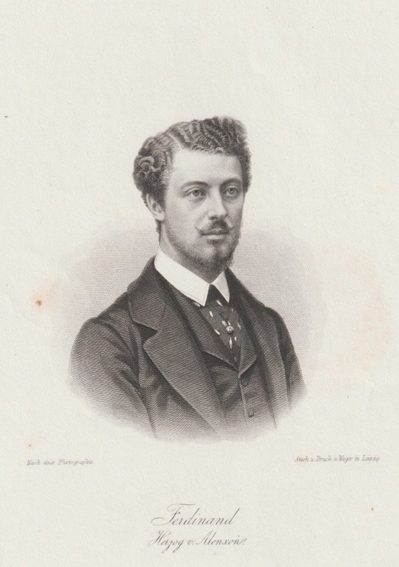Abbildung von "Ferdinand Herzog von Alenxon. Originalstahlstich nach einer Photographie."
