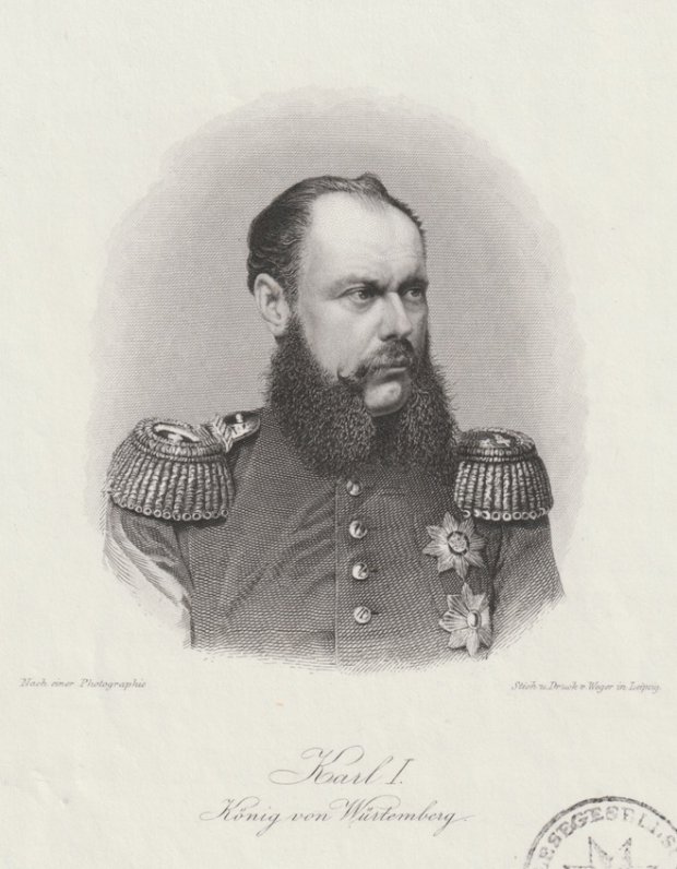 Abbildung von "Karl I. König von Würtemberg (sic). Originalstahlstich nach einer Photographie."