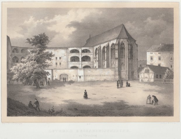 Abbildung von "Luthers Begraebnisskirche zu Wittenberg. Original-Tonlithographie."
