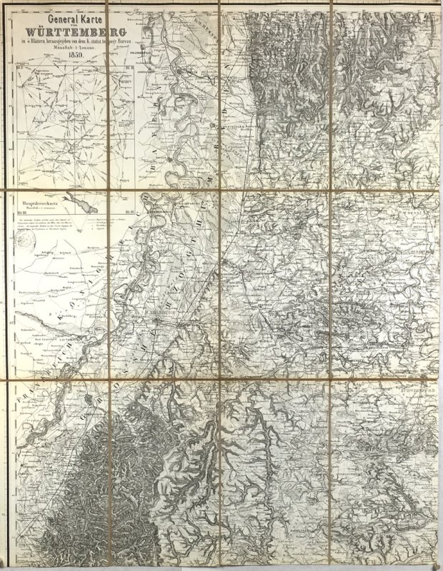 Abbildung von "General - Karte von Württemberg in 4 Blättern ( je 12 Sect.) im Format 61 x 47,5 cm..."