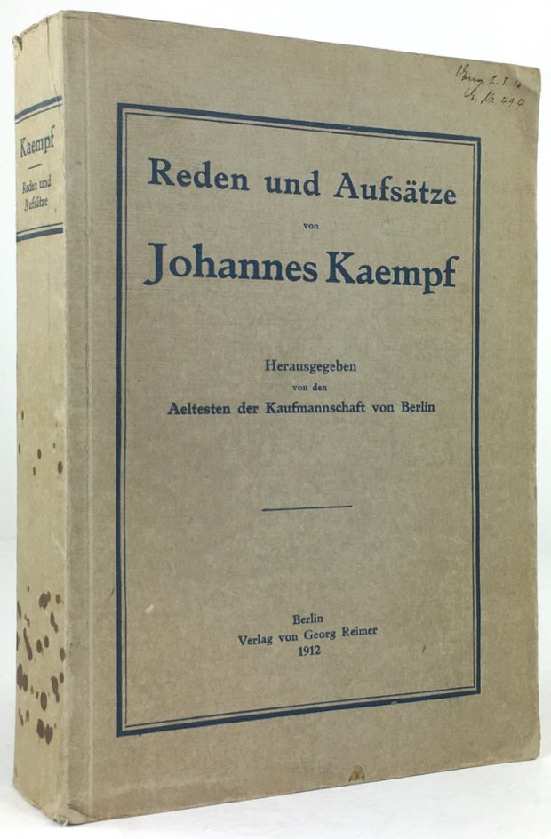 Abbildung von "Reden und AufsÃ¤tze. Herausgegeben von den Aeltesten der Kaufmannschaft von Berlin."