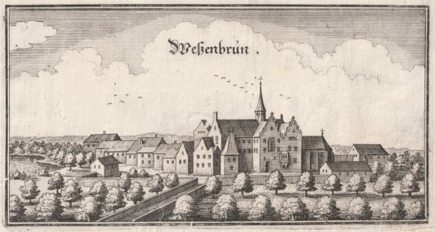 Abbildung von "Weßenbrun. (Ansicht von Kloster Wessobrunn). Original-Kupferstich."