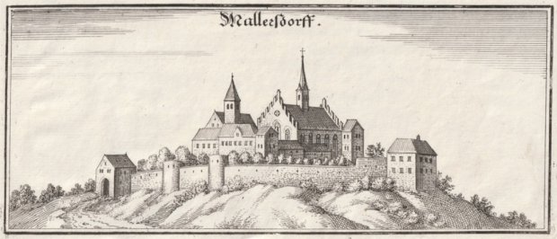 Abbildung von "Mallersdorff. (Kloster Mallersdorf in Niederbayern). Original-Kupferstich."