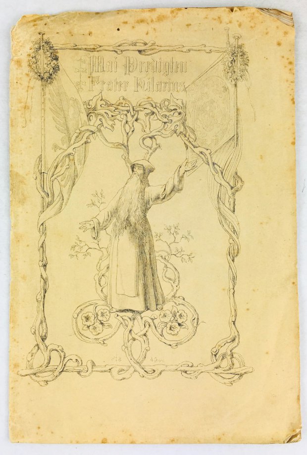 Abbildung von "Vier Maipredigten, gehalten, und seinen Freunden als Erinnerungsgabe an die Künstler-Maifeste in den Jahren 1839 - 1843 dargebracht von Frater Hilarius..."