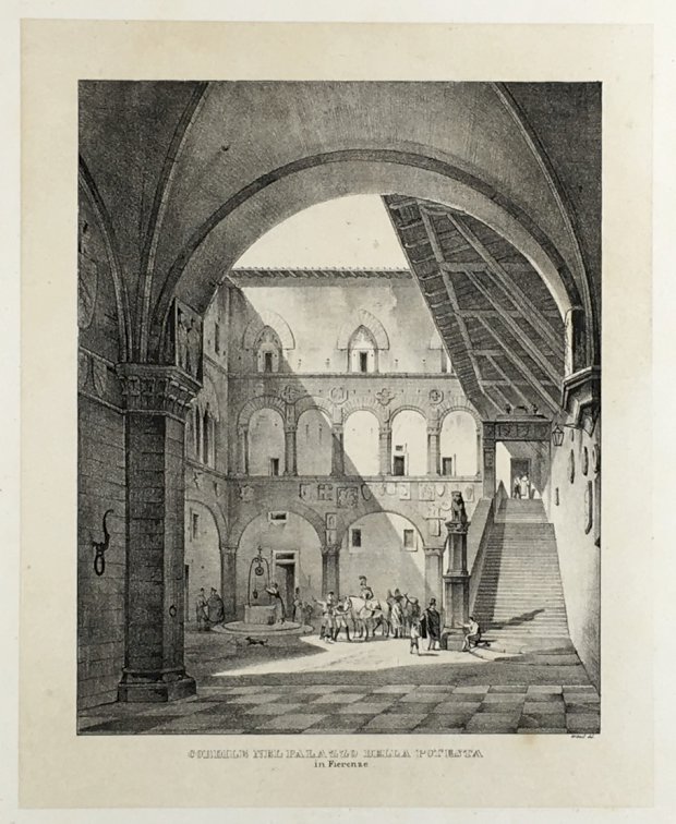 Abbildung von "Cordile Nel Palazzo della Potesta in Fierenze. (Original-Tonlithographie)."
