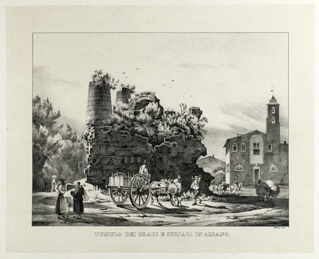 Abbildung von "Tumulo dei Orazi e Curiazi in Albano. (Original-Tonlithographie)."