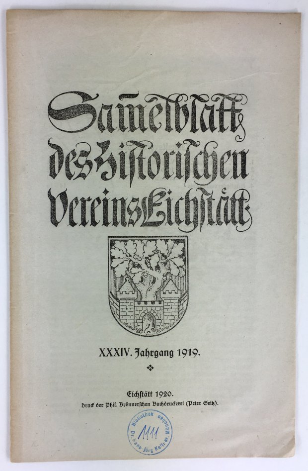 Abbildung von "Zur Vorgeschichte von Eichstätt. (Enthalten in : Sammelblatt des Historischen Vereins Eichstätt XXXIV..."