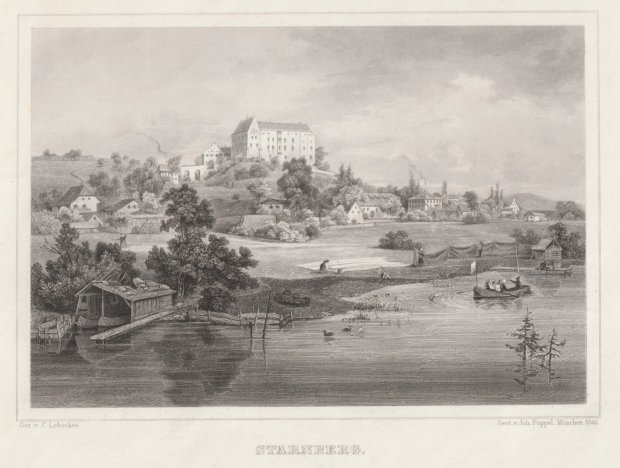 Abbildung von "Starnberg. (Blick auf das Schloss) Original-Stahlstich."