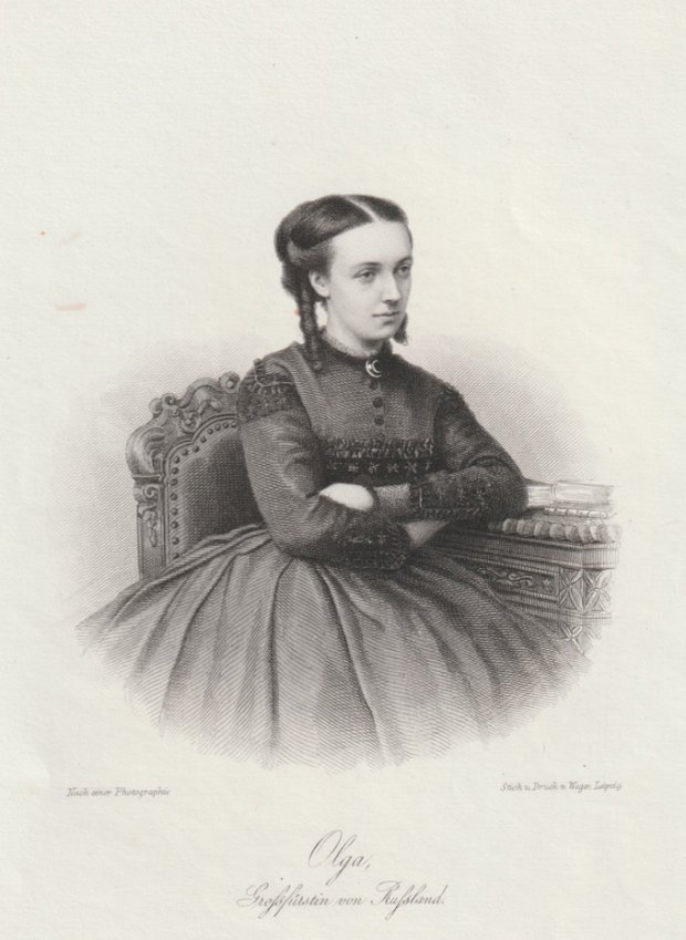 Abbildung von "Olga, Großfürstin von Rußland. Original-Stahlstich nach einer Photographie."