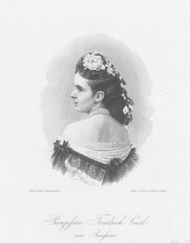 Abbildung von "Prinzessin Friedrich Carl von Preussen. Original-Stahlstich nach einer Photographie."