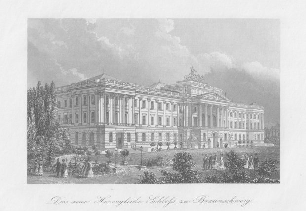 Abbildung von "Das neue Herzogliche Schloss zu Braunschweig. Original-Stahlstich."
