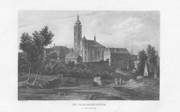 Abbildung von "St. Jakobskirche in Kuttenberg. Original-Stahlstich."