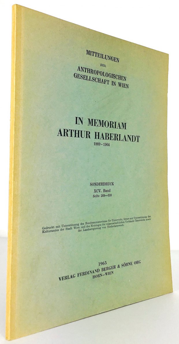 Abbildung von "In Memoriam Arthur Haberlandt 1889 - 1964. Sonderdruck der Mitteilungen der Anthropologischen Gesellschaft in Wien..."