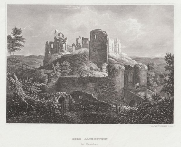 Abbildung von "Burg Altenstein in Franken. Stahlstich von E. & A. Willmann."