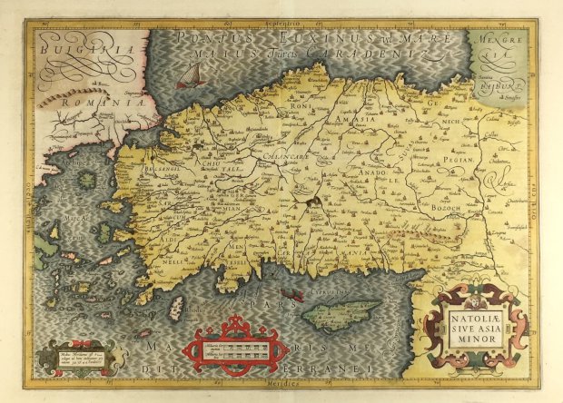 Abbildung von "Natoliae sive Asia Minor. Altkolorierte Original - Kupferstichkarte. Mit der Beschreibung des Landes in lateinischer Sprache auf der Rückseite."