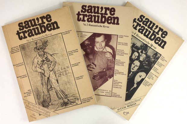 Abbildung von "sau're trauben. Romantische Revue Nr. 1 (Juni 1978); Nr. 2 (April 1979) und Nr. 4 (Mai 1982)."
