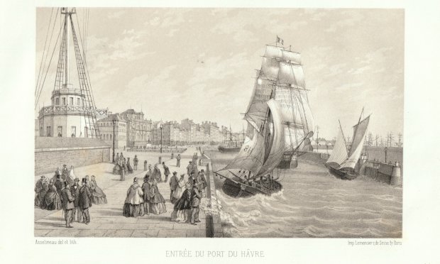 Abbildung von "Entrée du port du Hâvre. (Orig.-Tonlithographie.)"