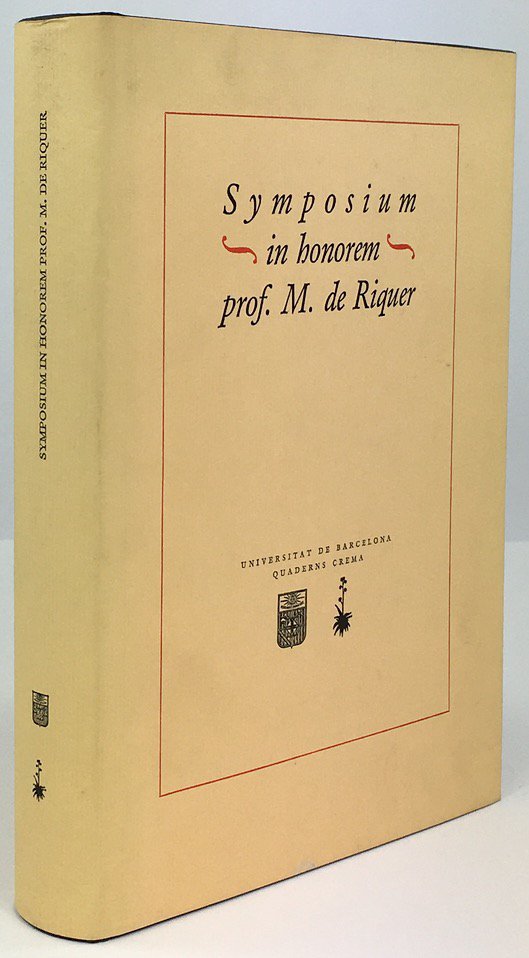 Abbildung von "Symposium in honorem prof. M. de Riquer. (d. i. Martí de Riquer i Morera)."