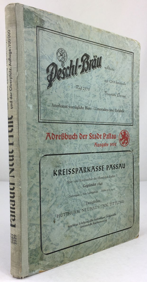 Abbildung von "Adreßbuch der Stadt Passau. Mit den Gemeinden Grubweg, Hacklberg und Hals. Ausggabe 1952."