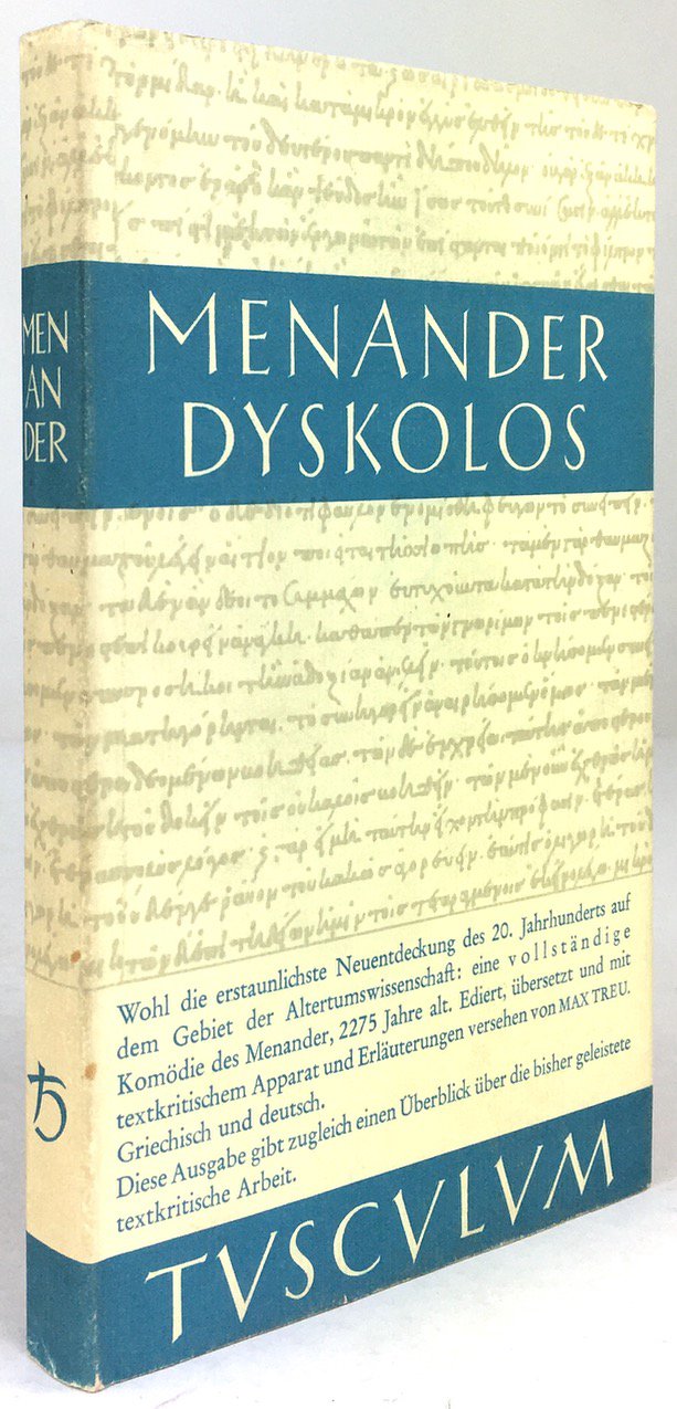 Abbildung von "Dyskolos. Griechisch und deutsch mit textkritischem Apparat und Erläuterungen herausgegeben von Max Treu..."