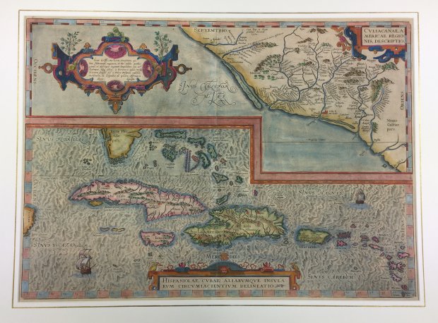 Abbildung von "Culiacanae Americanae Regionis, Descriptio. Hispaniolae, Cubae, Aliarumque Insularum Circumiacentium , Delineatio."