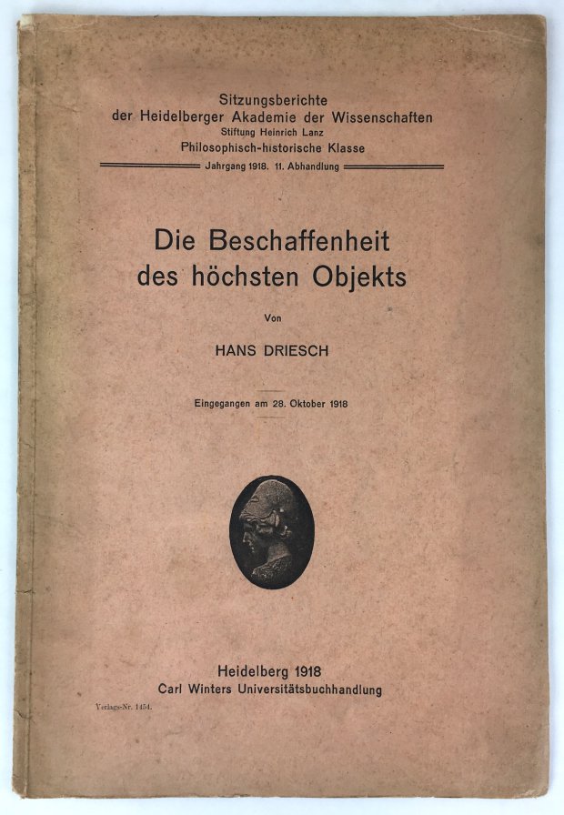 Abbildung von "Die Beschaffenheit des höchsten Objekts. Eingegangen am 28. Oktober 1918."