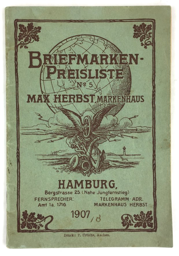 Abbildung von "Briefmarken-Preisliste Nr. 5. Max Herbst Markenhaus."
