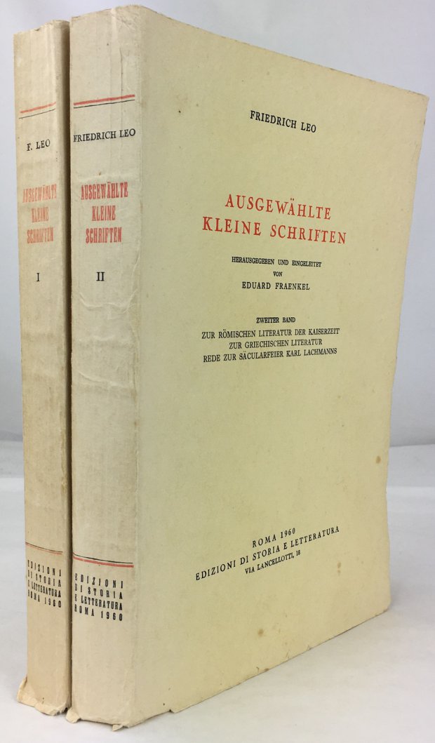 Abbildung von "Ausgewählte Kleine Schriften. Herausgegeben und eingeleitet von Eduard Fraenkel. (2 Bände,..."