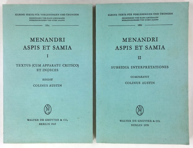 Abbildung von "Menandri Aspis et Samia. (2 B&auml;nde). Bd. I: Textus (cum apparatu critico) et indices..."