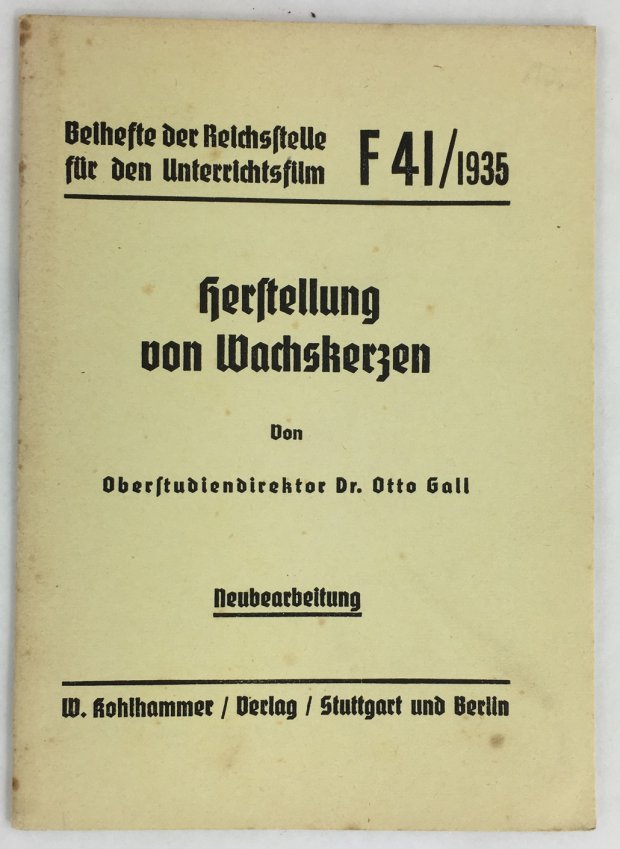 Abbildung von "Herstellung von Wachskerzen. Der Unterrichtsfilm wurde hersgestellt von Naturfilm Hubert Schonger,..."