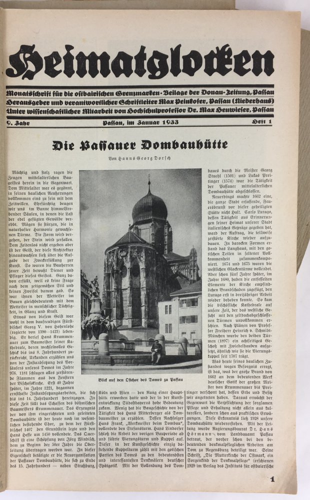 Abbildung von "Heimatglocken. Monatschrift f&uuml;r die ostbairischen Grenzmarken. Beilage der Donau-Zeitung, Passau.(Jahrg&auml;nge 1933 - 1935 cplt.)."