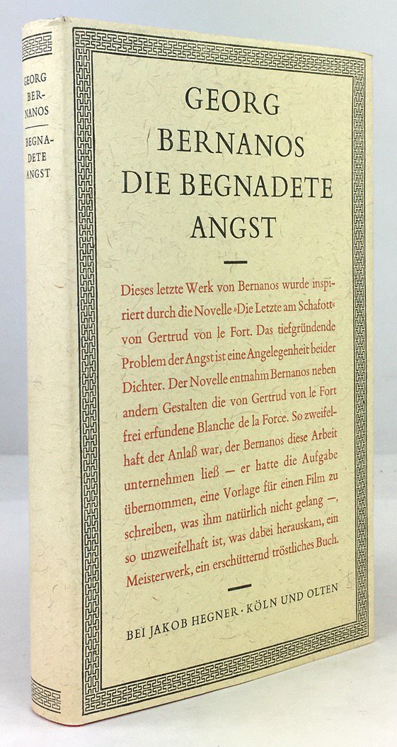 Abbildung von "Die begnadete Angst. &Uuml;bertragung und Nachwort von Eckart Peterich. 3. Auflage."