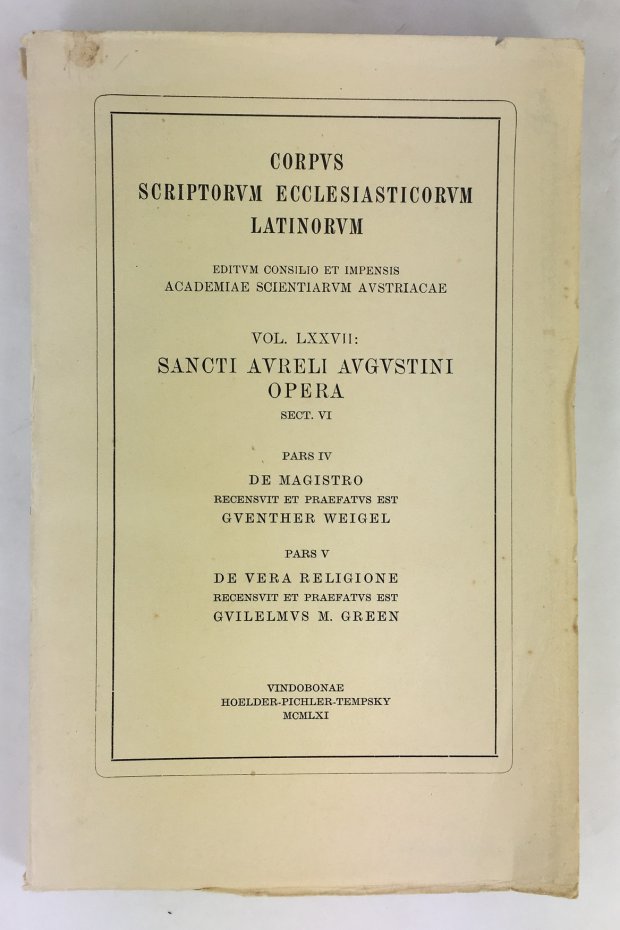 Abbildung von "Sancti Aureli Augustini Opera Sect. VI, pars IV : De Magistro..."