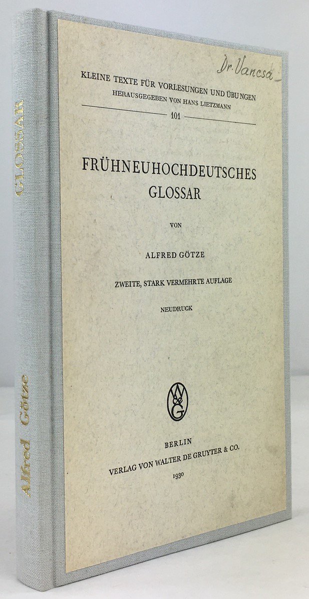 Abbildung von "Fr&uuml;hneuhochdeutsches Glossar. Zweite, stark vermehrte Auflage. Neudruck."