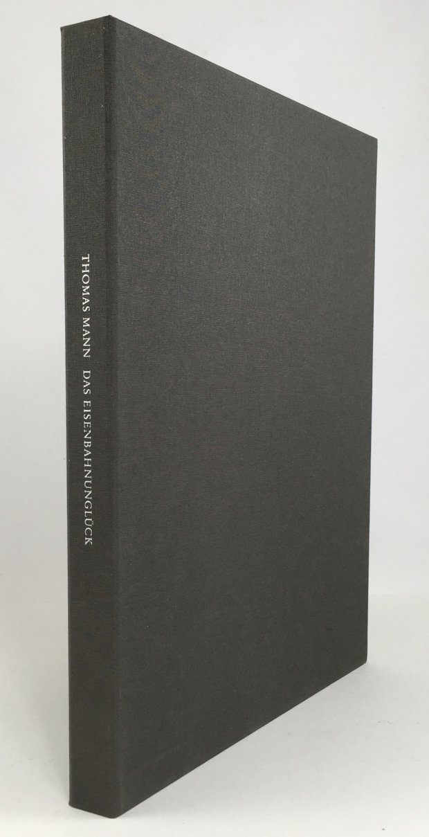 Abbildung von "Das Eisenbahnunglück. Mit 3 Kaltnadel-Radierungen von Rolf Escher. " Von diesem Buch wurden in einmaliger Auflage 50 Exemplare in anthrazitgraues Schafleder gebunden,..."