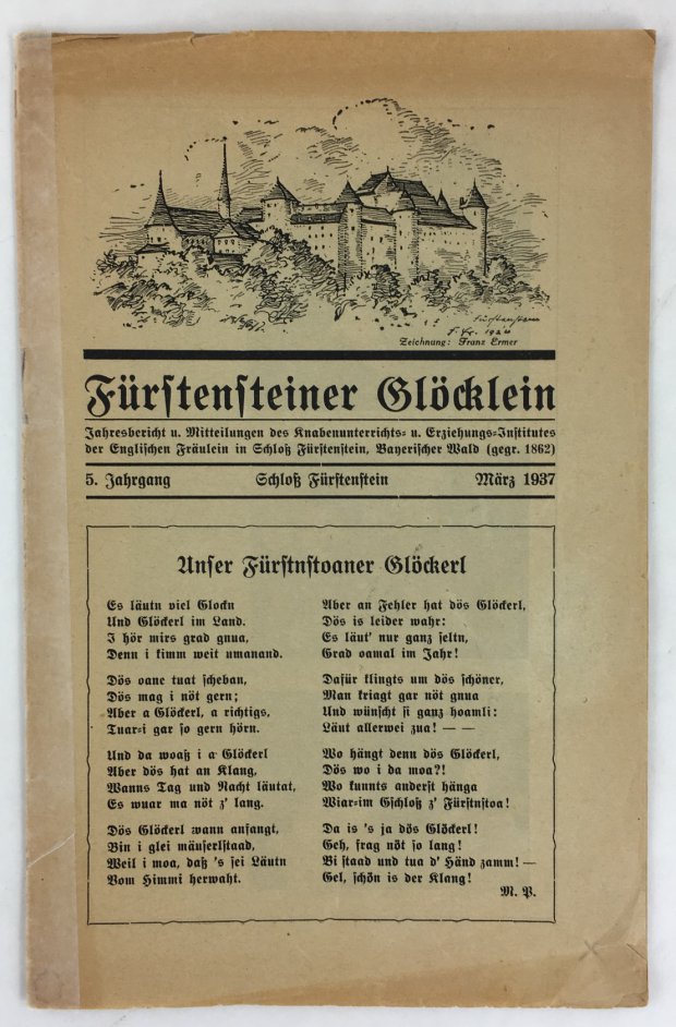Abbildung von "F&uuml;rstensteiner Gl&ouml;cklein. Jahresbericht und Mitteilungen des Knabenunterrichts- und Erziehungs-Institutes der Englischen Fr&auml;ulein in Schlo&szlig; F&uuml;rstenstein,..."