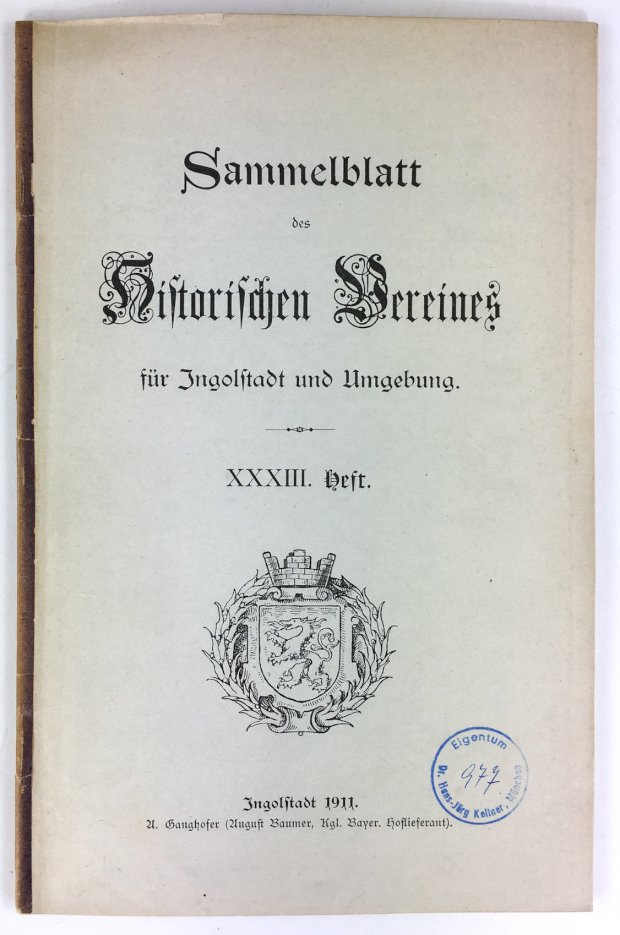 Abbildung von "Ausgrabungen bei Oberstimm 1909. Enthalten in : Sammelblatt des Historischen Vereines fÃ¼r Ingolstadt und Umgebung..."